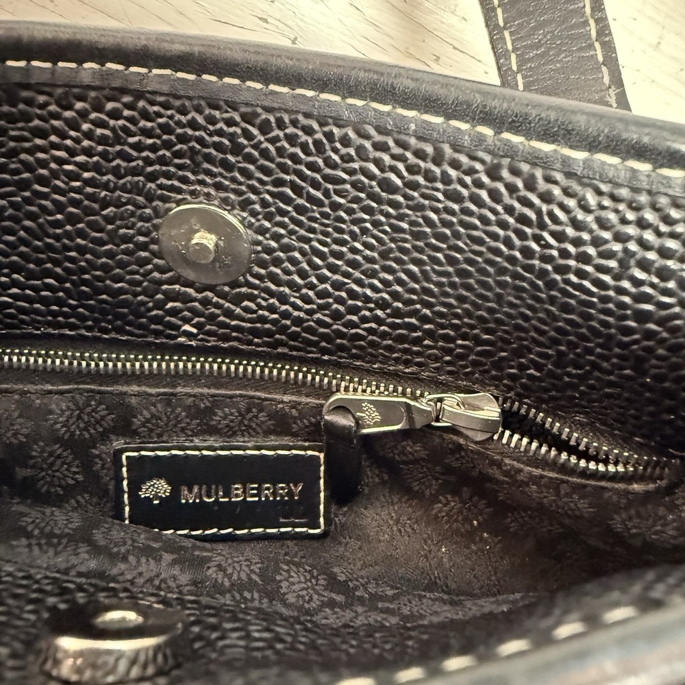 Vintage Mulberry Handbag Black Scotch Grain Leather Micro Bag & Coin Purse $1250 - Picture 10 of 15